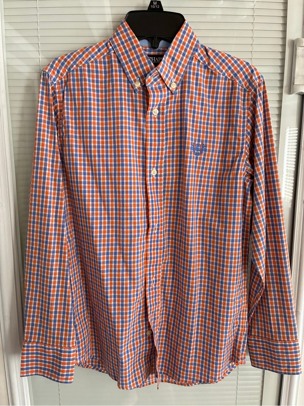 Chaps Orange and Blue Plaid Button-Down Shirt Sz 10-12